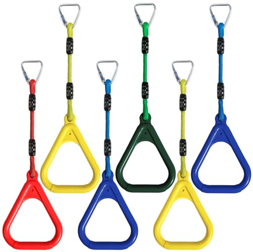 Vdealen Kinder Klettern Ringe Schaukel Outdoor Multifunktions Turnringe, Multifunktions Trapeze Schaukel für Innen- und Außenbereiche geeignet, kann 120 kg tragen（6er Stück）