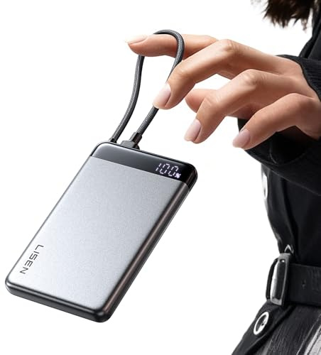 LISEN [CCC Certified] [Metal Alloy] 0.5 Ultra Slim 10000mAh Power Bank, TSA Approved Airplane Travel Essentials, Portable Charger USB C Fast Charging for iPhone 17 Air 16 15 Pro Samsung Galaxy S26