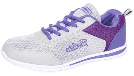 Womens Bowling Shoes,Orthopedic Bowling Shoes Women Wide Width,Breathable Bowls Lace Up Sneakers,Comfortable Soft Soles Light-Weight Mesh Athletic Slip-On Sneakers Purple