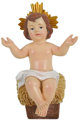 Weldphur Statua Di Gesù Bambino - Scultura Presepe Gesù Bambino Resina - Figure Cristiane Cattoliche Presepe Miniature Decor per Casa Chiesa Ufficio Natale