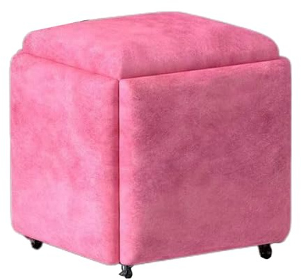 Generico Sedia a cubo con poggiapiedi impilabile, sgabelli combinati con ruote, sgabello da toeletta, for piccoli spazi, soggiorno, sala da pranzo (45x45x45 cm)(Color 3,45x45cm)
