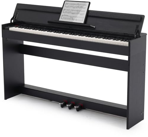 MUSTAR Digital Piano 88 Weighted Keys, 88 Key Piano Keyboard Semi Weighted | Home Digital Piano for Beginners, 800 Tones/600 Rhythms/80 Demo, 3 Pedals Furniture Stand USB/MIDI Wireless Connection, Black