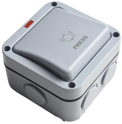 Homeponnew IP66 - Interruptor de botón de timbre para exteriores, 220 V-250 V, 20 A, botón pulsador de plástico resistente a la intemperie para iluminación exterior y sistemas de intercomunicación