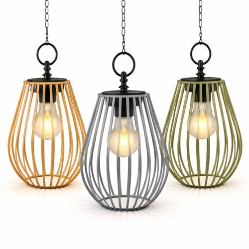 formano 3er Set Solar LED Windlicht Hängend Metall Außenleuchte mit Dämmerungssensor - 16x15x15 cm- IP44 - Dekorative Solarlaterne für Balkon, Terrasse & geschützten Garten