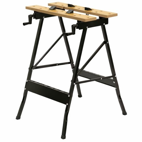Heavy Duty Folding Work Bench with Vice Portable Sturdy Foldable Trestle Steel Work Table DIY Portable Wood Bench for Work