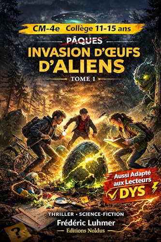 Thriller Science fiction Invasion d' oeufs d' aliens tome 1 pas de pâques aussi adapté aux lecteurs Dyslexiques: CM2 6e 5e 4e Collège 11 12 13 14 15 ans DYS