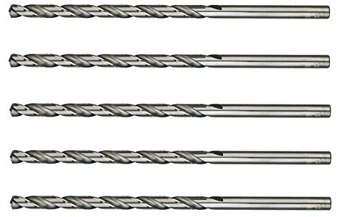 5 Pack HSS 4241 High Speed Steel Long Drill Bit Set 4mm x 119mm Metal Copper Brass Plastic Wood