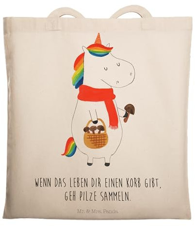 Mr. & Mrs. Panda Laptoptasche Einhorn Pilz - Geschenk, Umhängetasche, Motivation, Jutebeutel, Shopping Tasche, Unicorn, Pilze, Schultasche, Liebeskummer, Spruch, Einhörner
