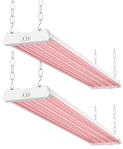 Sunco 4FT LED Grow Lights Full Spectrum for Indoor Plants 80W Integrated Suspended Fixture, Plug in Linkable, for Indoor Greenhouse Year Round Plant Seedling Grow Lamp Super Bright 2 Pack