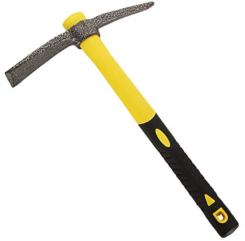 Ziqi Weeding Mattock Hoe 15 Inch Forged Garden Picks Tool, Pick Mattock with Fiberglass Handle, Garden Pick Axe Long Handle for Loosening Soil, Cultivating Vegetable Gardens, Camping, Archaeological