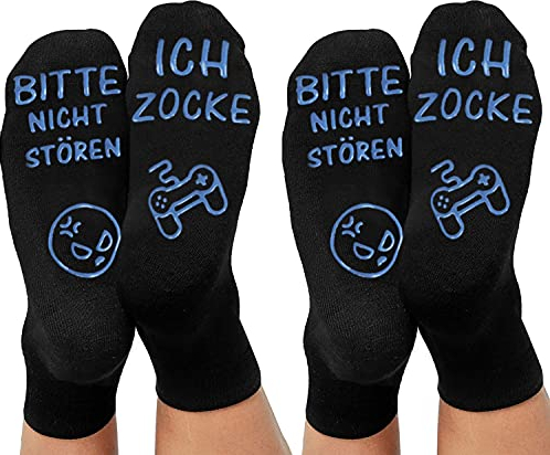 ANOITON Lustige Socken, 2025 Geschenke Gaming Socken Mit Spruch ICH ZOCKE Bitte Nicht Stören Gamer Geschenk für Damen Herren Spieler Ostergeschenke für Teenager