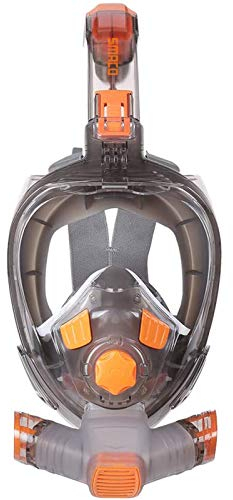SMACO Schnorchelmaske Vollmaske Tauchmaske Vollgesichtsmaske mit 180° Sichtfeld und Kamerahaltung,Anti-Fog und Anti-Leck, Faltbare Vollgesichtsmaske für Erwachsenen—Groß