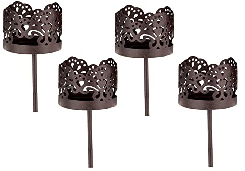 Kerzenpick für Teelicht 4er Set - dunkel braun - Teelicht Kugelkerzen Halter - Stecker für Advents und Weihnachts Gesteck