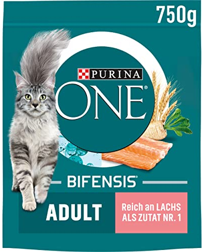 PURINA ONE BIFENSIS Adult Katzenfutter trocken, reich an Lachs, 6er Pack (6 x 750g)