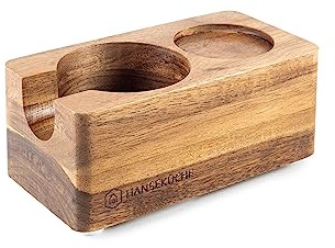 Hanseküche Tamperstation aus hochwertigem Akazienholz – Tamper Station aus Holz, Barista Zubehör für Siebträgermaschinen Profi Kaffee Espresso Cappuccino Zubehör, Abstellfläche (58 mm Akazie)