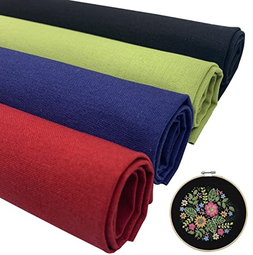 aufodara 4 Pezzi Tessuto Ricamo Lino 50 x 50 cm Tessuto per Punto per Ricamo, Tessuti Ricamati, Decorativo Tovaglia, DIY Cucito Borsa per il Pane, Borsa Portaoggetti (Color B)