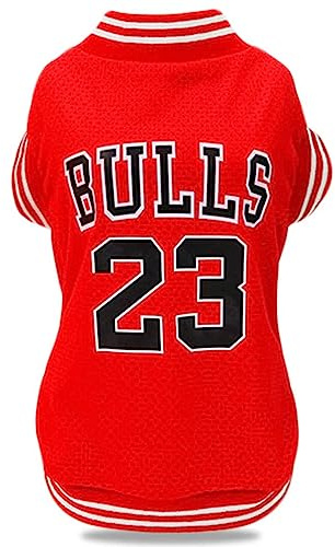 Scheppend Hundebekleidung, Basketball-Netzgewebe, atmungsaktives T-Shirt, Haustierkleidung, Welpen, Sportbekleidung, Frühling/Sommer, modisches Hunde-Shirt, Rot, Größe XXL
