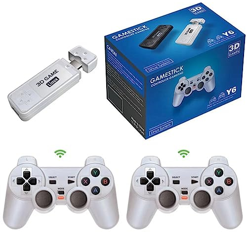 Y6 Retro Gaming Console Game Stick 4k with Built-in 10000+ Retro Games 40+ Emulators, 2 x 2.4G Wireless Controllers, Portable Plug & Play Video Games for Best Gift (128G)