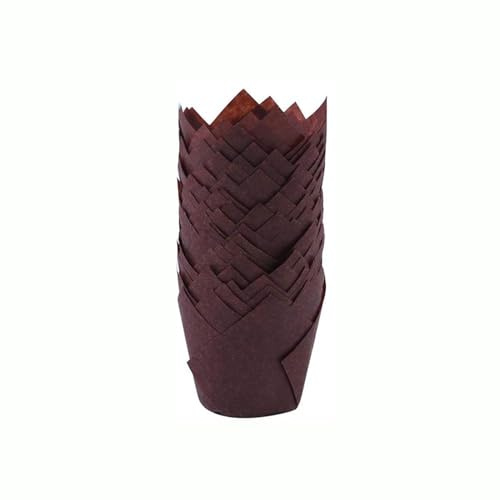 150 Pezzi Mini Pirottini per Cupcake per Muffin con Design a Tulipano, Materiale Cartaceo, Dimensioni 8 * 5.5 * 5 Cm per Feste di Compleanno di Matrimoni (Marrone