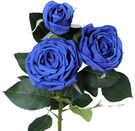 Angel Isabella Pack of 2-Elegant 28.75-Real Touch English Cabbage Rose (Royal Blue)