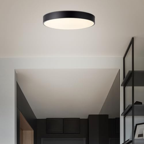 Lightbox LED Wand- & Deckenlampe Ø 50, cm, dimmbar, 36 W Lampe, Schwarz | CCT-Lichtsteuerung mit Fernbedienung für den Wohnraum, flexibel einstellbare Beleuchtung