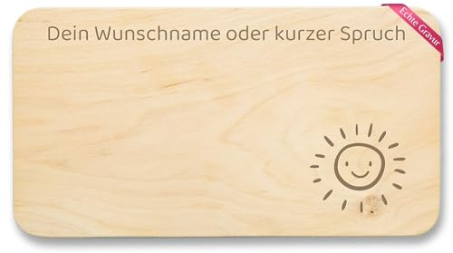 Frühstücksbrettchen Holz Natur - Wunschtext - Sonne I Sonnen Motiv I Sonnenschein Motiv I Geschenk mit Name I Text I Spruch individuelle Gravur - 22x12 - Holz - kleine geschenke für jedermann