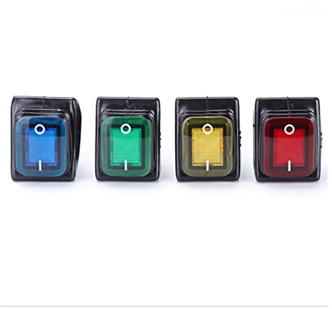 Interrupteur à bascule à pression, 16 A/250 V, robuste, 4 broches DPST IP67, étanche, T85, for bateau automatique, bateau, interrupteur à bascule avec LED 12 V 220 V 30 x 22 (couleur : rouge, taille :