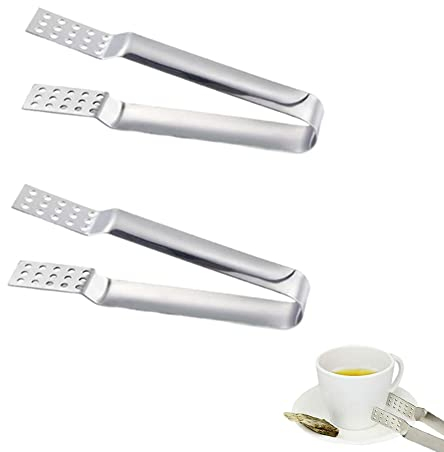 4 Pack Stainless Steel Tea Bag Squeezer, Kitchen Tea Bag Tongs Herbal Tea Infuser, Tea Bag Holder Strainer Clip for Loosing Leaf, Gripping Ice Cube, Sugar