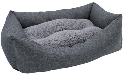 Spetebo Plüsch Heimtierkorb in grau mit entnehmbarem Kissen - 60 x 45 cm - Hundebett mit Rutschfester Unterseite - Haustier Schlafplatz Hundekorb Welpenbett Körbchen für Hunde und Katzen