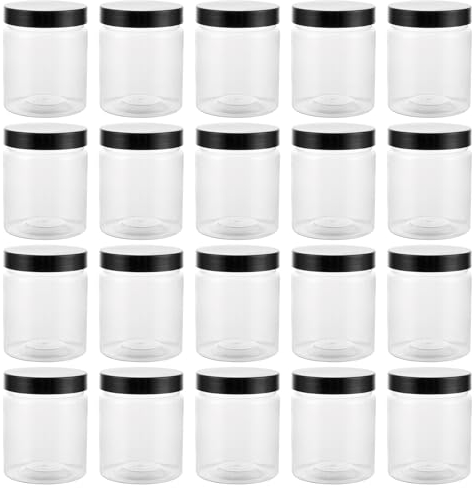 FWEEK 20 pcs. Set de bocaux à provisions sans BPA, 240ml Set de bocaux à provisions, Récipients étanches à l'air en plastique avec couvercle, Bocaux à provisions en plastique pour la cuisine