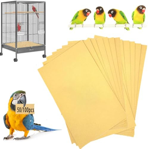 Lesimnky Confezione da 50 fogli di carta vetrata per gabbie per uccelli, 43,2 x 27,9 cm, carta vetrata tagliabile, speciale per gabbie per uccelli in sabbia marina, facile da pulire, carta vetrata per
