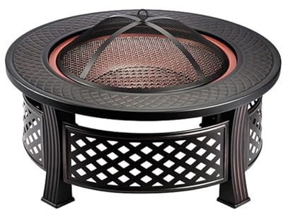 XoTiq 6 in 1 Barbecue Rotondo per braciere, Grande cestello per braciere da Giardino in ghisa, Stufa a Legna, bruciatore a Carbone, braciere con ripiano per Barbecue, antiruggine per Varie Occasioni