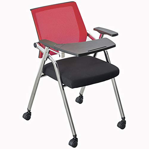 Konferenzstuhl Mit Schreibtafel, Kreativer Klappbarer Bürostuhl Mit Rollen, Einteiliger Lehrstuhl Für Studenten (Color : Red, S : 49 * 59 * 87 cm)