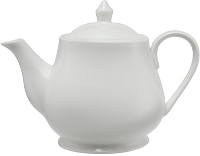 Maxwell & Williams WBA0007 Teekanne, 1000 ml, rund - White Basics Porzellan - Kaffeekanne weiß, in Geschenkbox
