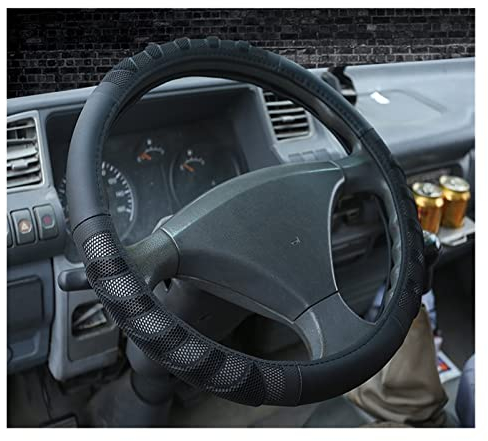 DZSMACHENGSM Lenkradbezug Auto Schwarze PU-Leder-Lenkradbezüge für Auto-Bus-LKW 36 38 40 42 45 47 50 cm Durchmesser Auto-Lenkradbezug Lenkradhüllen(Größe:50CM)