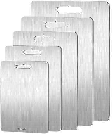 Titan Schneidebrett, Schneidebrett Edelstahl, Edelstahl Titanium Cutting Board, BPA-freies Doppelseitiges Lebensmittel Titanium Cutting Board, ideal für Fleisch, Brot, Gemüse & Obst, 25x15cm