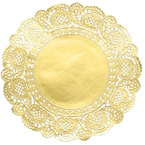 QUARKZMAN Napperons Ronds En Papier Doré 20Cm En Dentelle Lot De 50 | Décoratifs, Pour Gâteaux, Desserts, Vaisselle Et Aliments