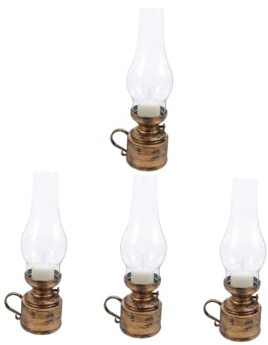 Ciieeo 4 Stück Retro-petroleumlampe Flammenlose Led-petroleumlampe Geführte Petroleumlaterne Flammenlose Petroleumlampe Geführte Sturmlaterne Hängende Solarleuchten Notfallbeleuchtung Pp