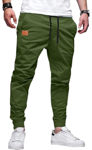 NANAMEEI Pantalons Jogging Homme Coton Pantalon Cargo Jogger de Travail Taille Elastique avec Cordon de Serrage