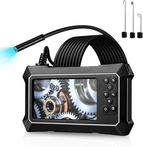 DKIEI 4.3 IPS Screen Endoscope Inspection Camera, IP67 Waterproof Borescope with 8 LED Lights, 1080P HD Inspection Camera, 2M Semi-Rigid Snake Cable, Gadgets for Men