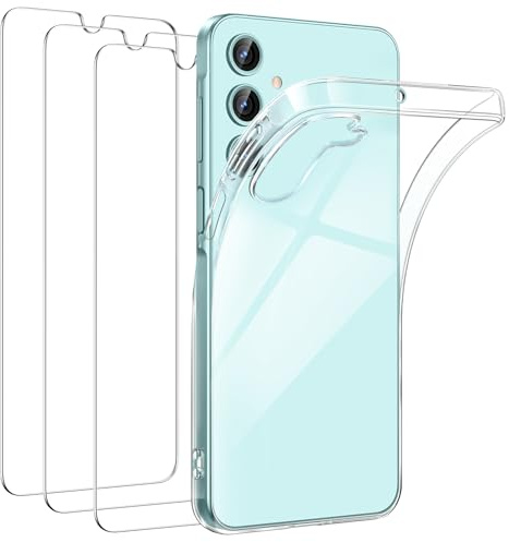 FLLAO Handyhülle Kompatibel mit Samsung Galaxy A16 5G / A16 4G Hülle mit 3 Stück Schutzfolie, Durchsichtig Case Transparent Silikon TPU Schutzhülle Premium 9H Gehärtetes Glas