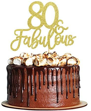 Anemowind 3pcs Gold 80th Fabulous Cake Toppers 80 and Fabulous Cake Toppers for Happy 80th Birthday Cheers to 80 Party Decorations 80 Anniversary Birthday Cake Decorations Supplies