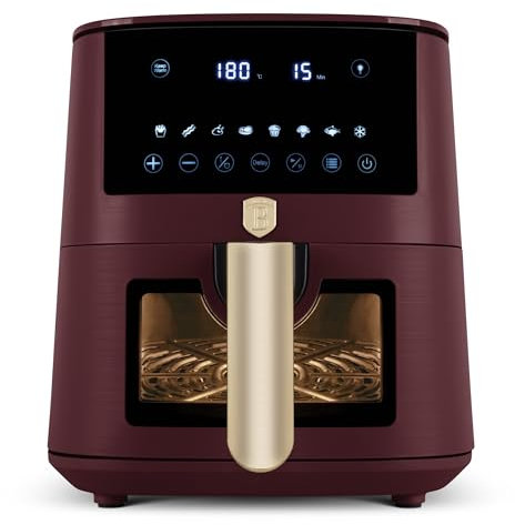Berlinger Haus Air fryer/Digitale Heißluftfritteuse 5L Ofen/Mit 8 automatische Kochfunktion/Touchdisplay 8 Programme/1400 W/Gesundes Kochen ohne Öl und Fett/Leonardo Collection