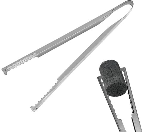 Vllold Pinze per barbecue, in acciaio inox, per caminetto, braciere e carbone, portatili e lunghe, resistenti, per cucinare barbecue, braciere, falò, campeggio