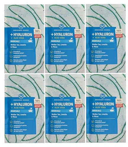 6er Pack Dresdner Essenz Badesalz + Hyaluron + Aloe Vera 6 x 80g