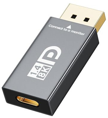 OHBUYAGN 8K@60Hz USB-C zu DisplayPort 1.4 Adapter, unterstützt 4K@120Hz, Thunderbolt 3/4/5 zu DP Adapter, kompatibel mit iPhone 16/15, Galaxy S25/S24, MacBook Pro/Air