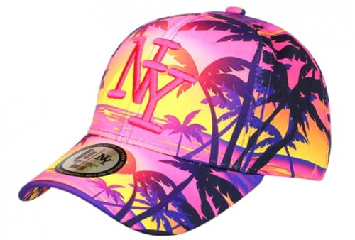 Casquette NY Rose et Jaune Palmiers Look Tropical Copaka Baseball