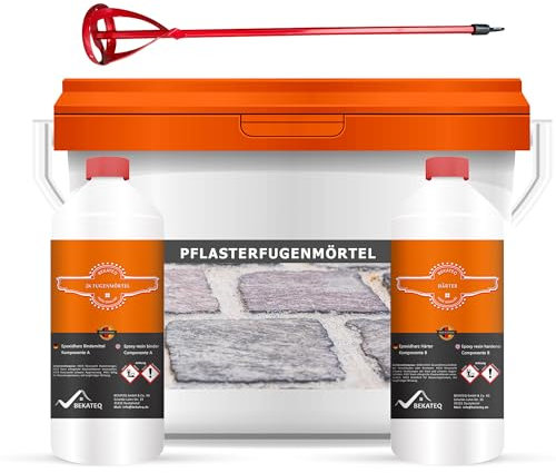 Pflasterfugenmörtel 10kg 2K Epoxidharz mit Fugensand Kunstharz Fugenmörtel - kein Unkraut, dauerhafte Verfugung, Selbstverdichtend, Chemikalienfest, bei Nieselregen anwendbar - BEKATEQ BK-175EP