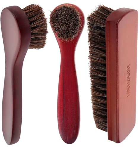 Kit de Brosses à Chaussures 3 Pièces en Bois pour Nettoyage