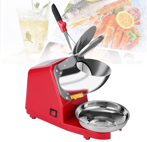 Broyeur à Glace éLectrique, Broyeur à Glace, Machine à CôNes De Neige Avec Bol En Acier Inoxydable, Capacité De 85 Kg/H, Pour Cocktails, Glaces, Smoothies Et Jus De Fruits Frais,Red